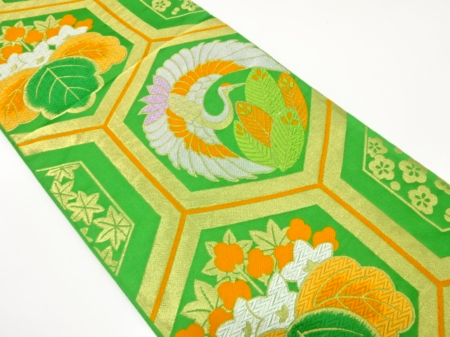 JAPANESE KIMONO / ANTIQUE FUKURO OBI / WOVEN YOUNG PINE